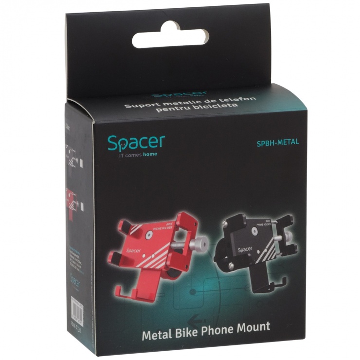 Imagine Suport smartphone pentru bicicleta, Spacer SPBH-METAL-BK